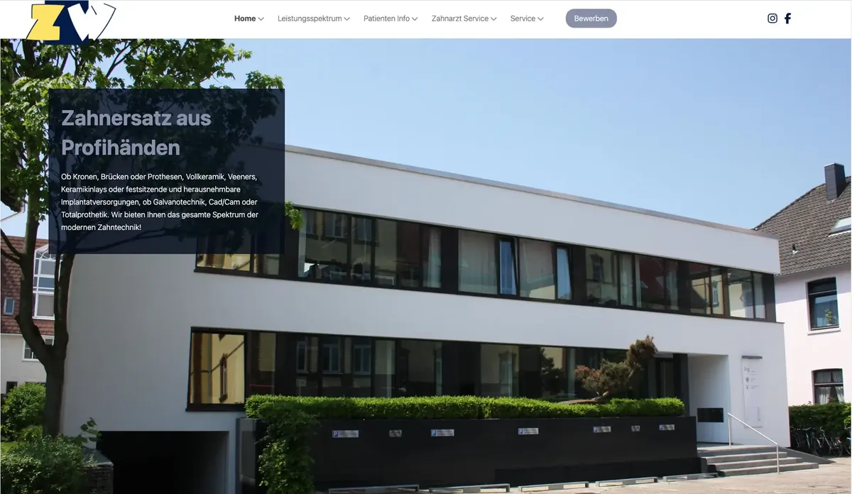 Website der Zahntechnischen Werkstätten Oldenburg